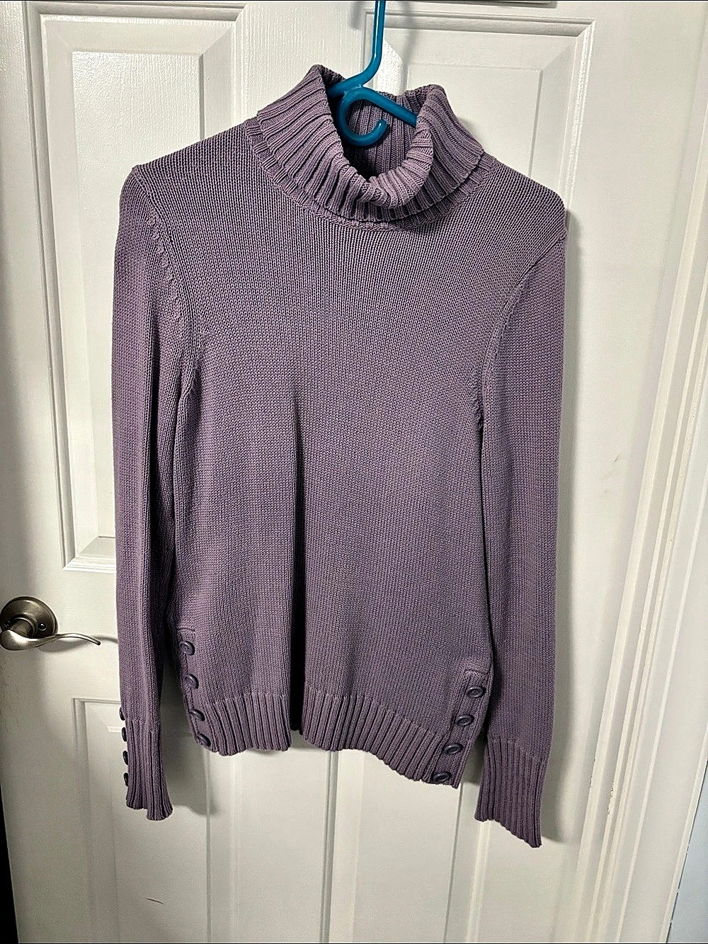 Ann Taylor LOFT Cotton Turtleneck Sweater in Purple Size Small Like New